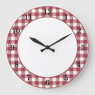 Lingonröda Gingham Gårdskök Väggur