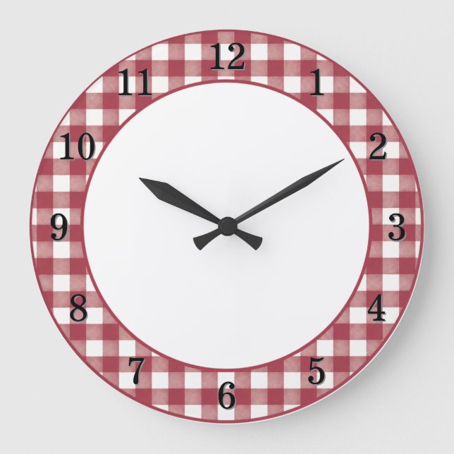 Lingonröda Gingham Gårdskök Väggur (Framsida)