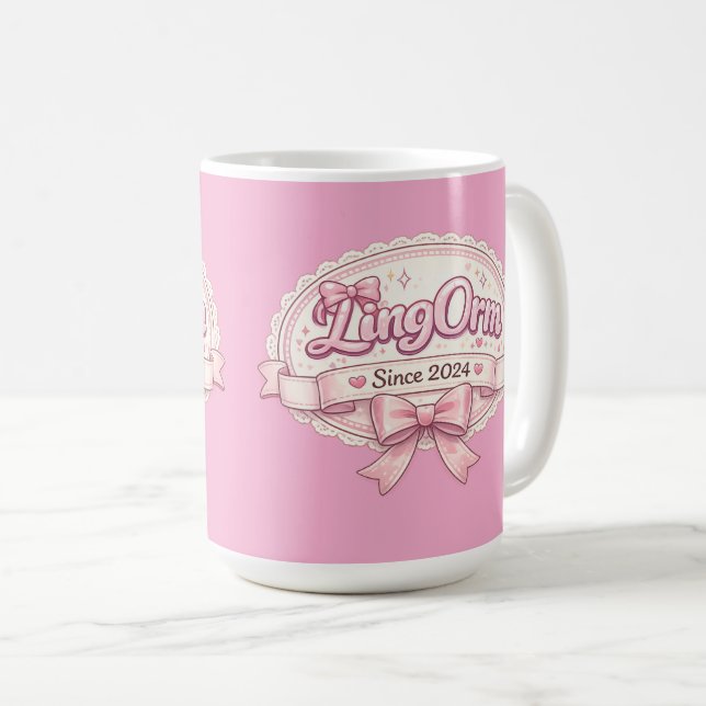 LingOrm Since 2024 Coquette Ribbon Badge Kaffemugg (Framsida höger)