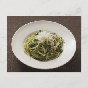 Linguine med pesto och parmesan vykort