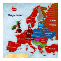 Linguistic Map of Europe: Easter Poster