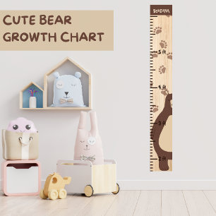 Linjalen Bear Teddy med trätillväxthöjd Poster