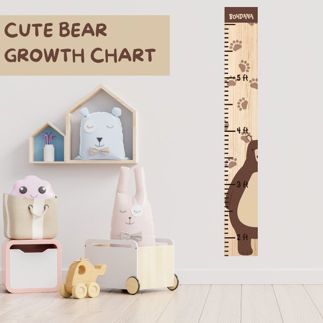 Linjalen Bear Teddy med trätillväxthöjd Poster (Skapare uppladdad)