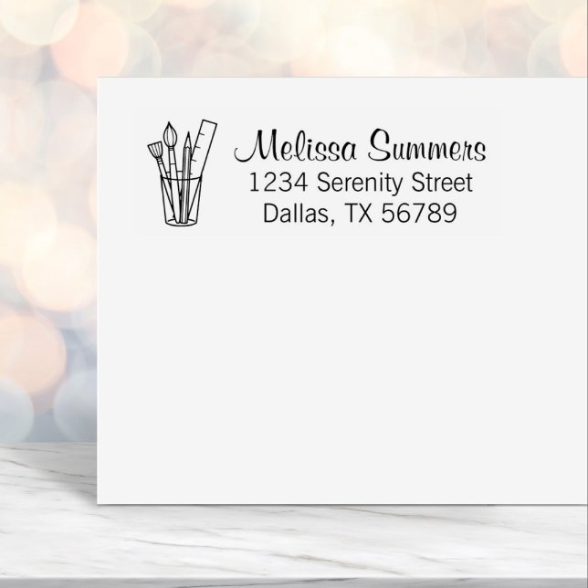 Linjalteckning med pennpenna Adress Självfärgande Stämpel (Skapare uppladdad)