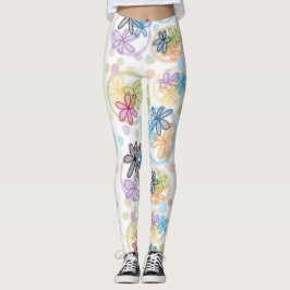 Linjär blom- damasker leggings