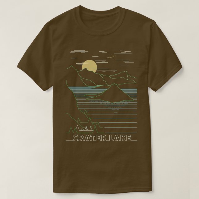 Linjär Crater Sjö nationalpark Crater Sjö Art a T Shirt (Design framsida)