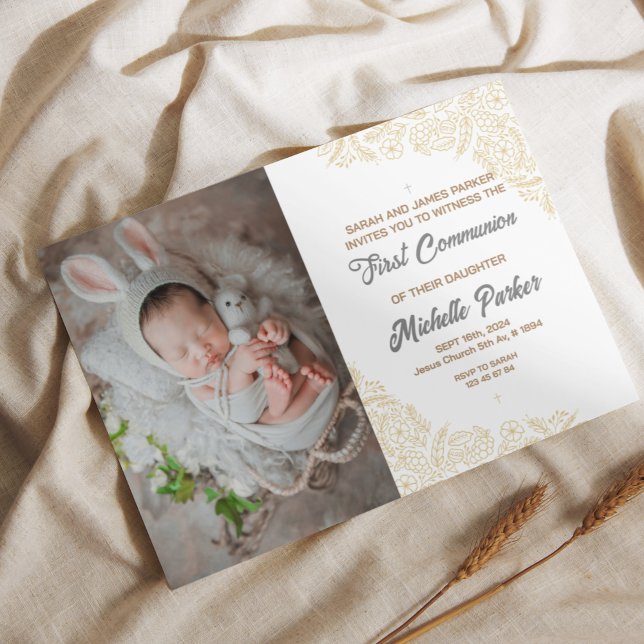 Linjär Elegant Första Kommunion Inbjudan Mall (Skapare uppladdad)