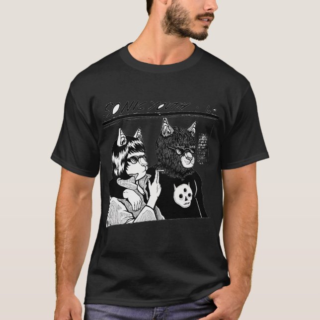Linjär konst stil rockband t shirt (Framsida)