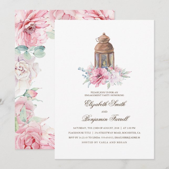 Linjär ljus, Förlovningsfest Inbjudningar (Fram/baksida)