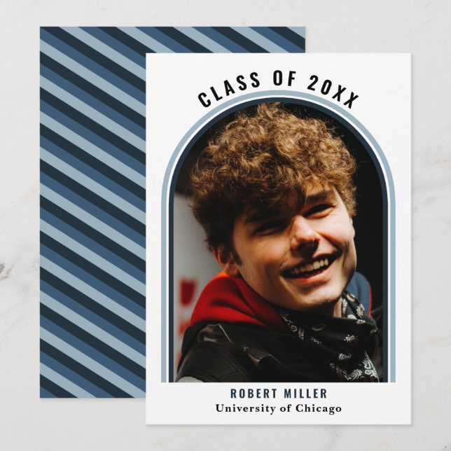Linjär ljusbågsfoto Studenten-meddelande Inbjudningar (Fram/baksida)