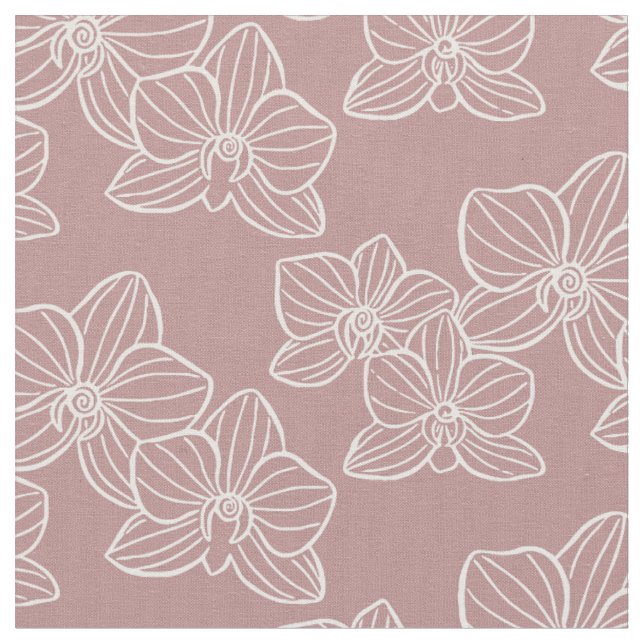 Linjär orkidé | Botanisk sömnad och quilting Rosa Tyg (Närbild)