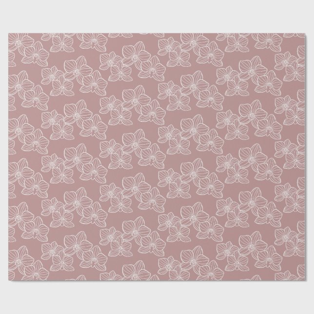 Linjär orkidé | Elegant blomsterglas dammig rosa Presentpapper (Platt)