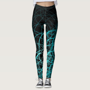 Linjära vågarblått - damasker leggings