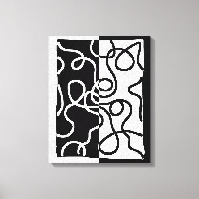 Linjärt besvär I: Abstrakt Black & White Canvastryck (Framsida)