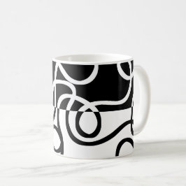 Linjärt besvär I: Abstrakt Black & White Kaffemugg