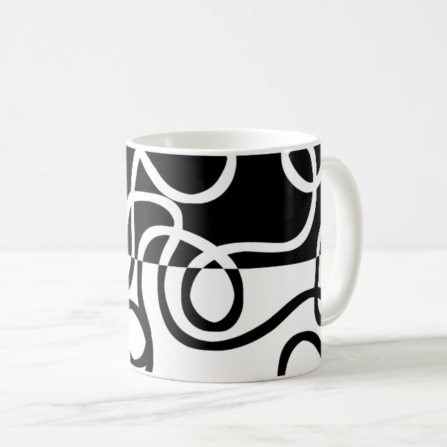 Linjärt besvär I: Abstrakt Black & White Kaffemugg (Framsida höger)