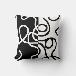 Linjärt besvär I: Abstrakt Black & White Kudde