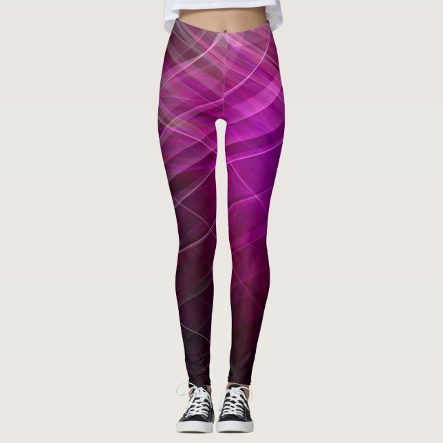 Linjärt Mönster Lila - Leggering Leggings (Framsida)