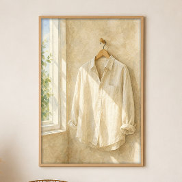 Linjärt schalettduk vid fönstret Gouache Boho Art Poster