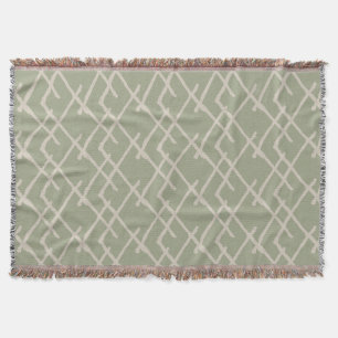 Linjärt vävt varmt beige & mossa filt