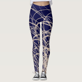 Linjärt Vinkar2-blått - skinn Leggings