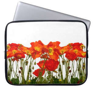 Linje av röda poppies isolatedart, bakgrund, beaut laptop fodral