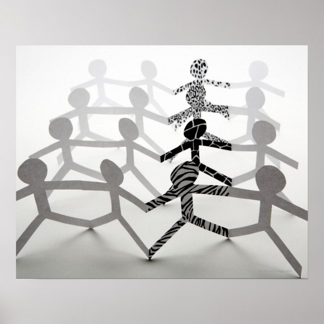 Linje av vita pappra dockor poster (Framsidan)