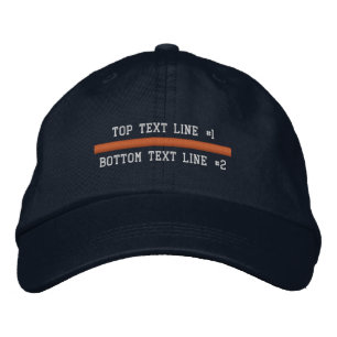 Linje för tunn Orange anpassar 2 linjer text Broderad Keps
