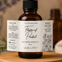 Linje Konst Blommig Oljaflasketikett