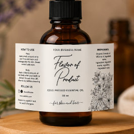 Linje Konst Blommig Oljaflasketikett Fraktsedel
