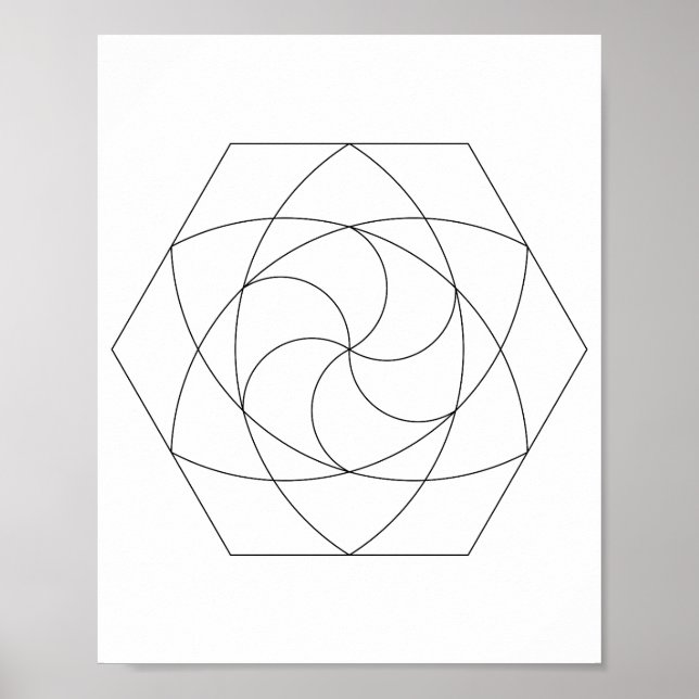 Linje Konst Hexagonalt Rutnät Poster (Framsidan)