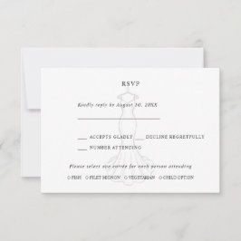 Linje Konst Minimalistisk Bröllopskläd RSVP-kort OSA Kort