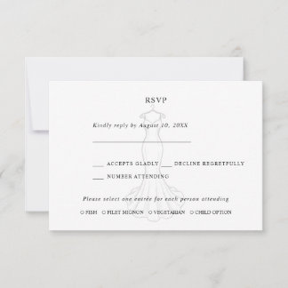 Linje Konst Minimalistisk Bröllopskläd RSVP-kort OSA Kort