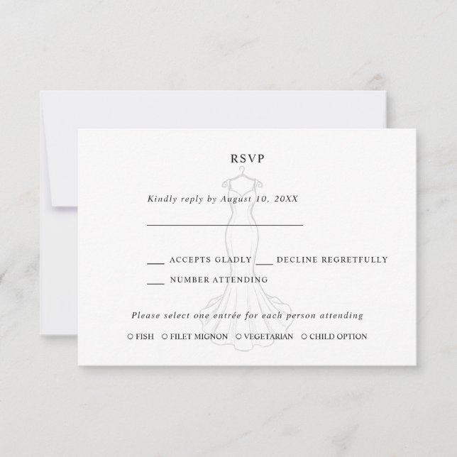 Linje Konst Minimalistisk Bröllopskläd RSVP-kort OSA Kort (Framsida)