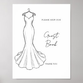 Linje Konst Minimalistisk Bröllopsklädning Gästbok Poster