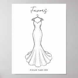 Linje Konst Minimalistisk Bröllopsklänning Förmån Poster