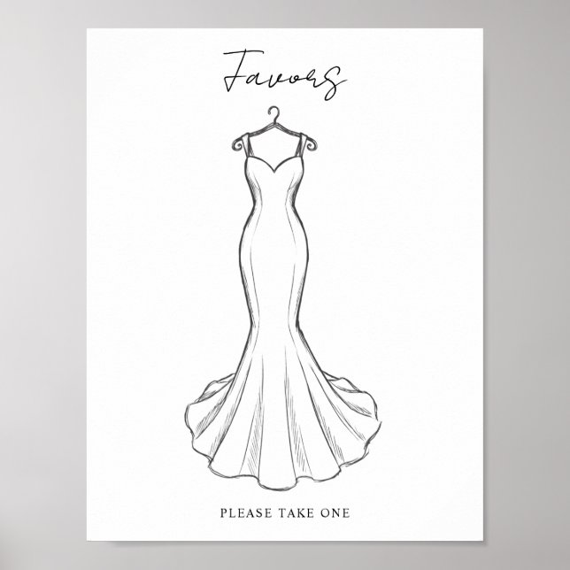Linje Konst Minimalistisk Bröllopsklänning  Förmån Poster (Framsidan)