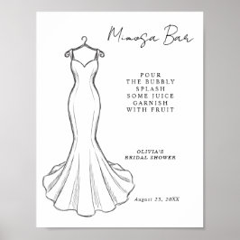Linje Konst Minimalistisk Bröllopsklänning Mimosa Poster