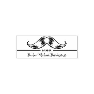 Linje Logotyp Moustache Enkel Barberare Självfärgande Stämpel