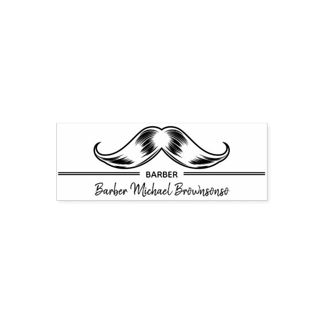 Linje Logotyp Moustache Enkel Barberare Självfärgande Stämpel (Design)