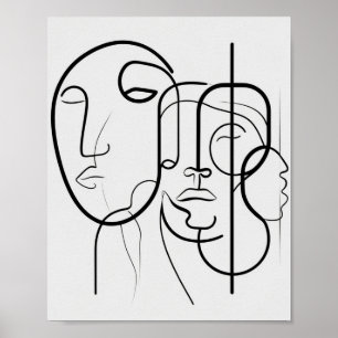 Linje minimalistisk Ansikte Teckning Poster