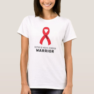 Linje och hjärtsjukdom Ribbon White T- Shirt T