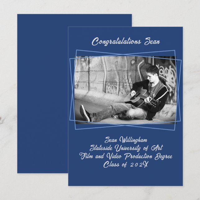 Linje Ram Sonens Foto Examen Annonsering Inbjudningar (Fram/baksida)