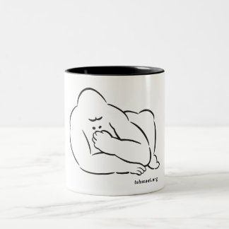 Linje teckning av Ishmael på kaffe kopp. Två-Tonad Mugg