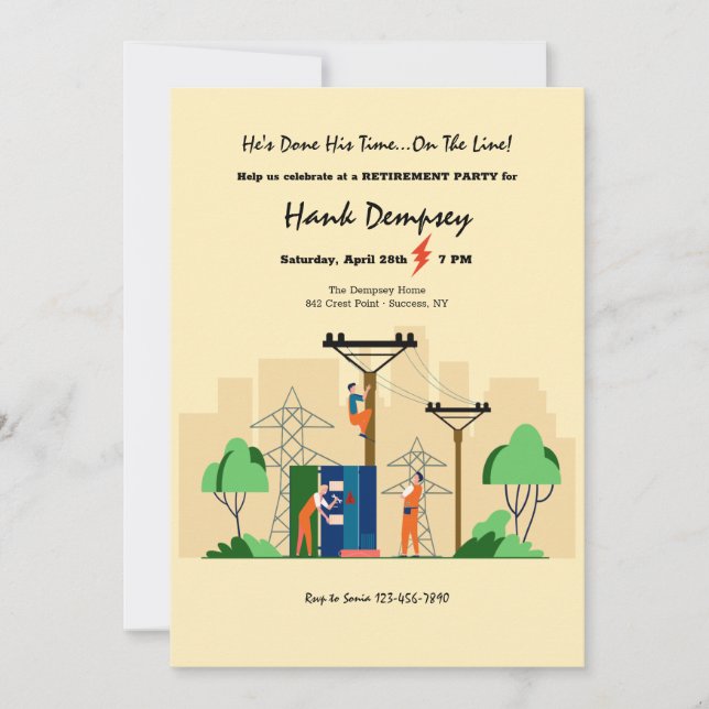 Linjearbetare Pension Party Inbjudningar (Framsida)