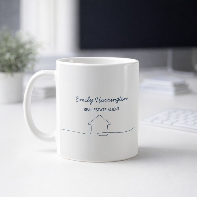 Linjebaserad Fastighetsmäklare Navy Kaffemugg (Skapare uppladdad)