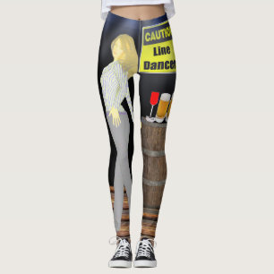 Linjedansande kvinnor med varningstecken leggings