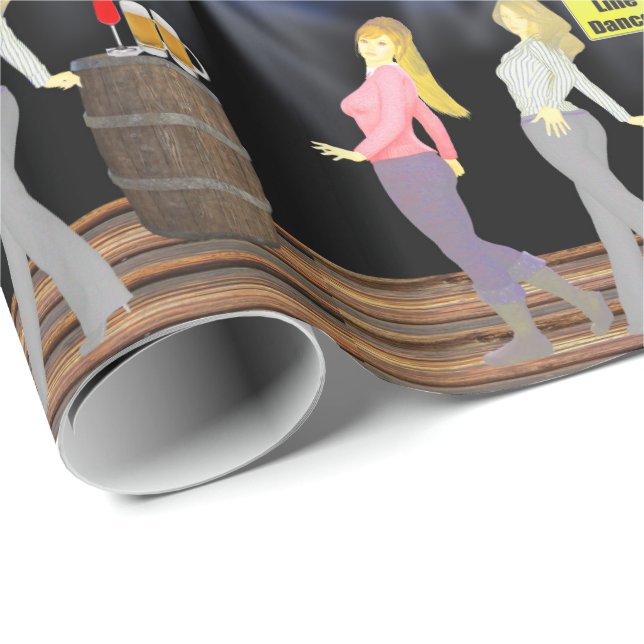 Linjedansande kvinnor med varningstecken presentpapper (Rullad Hörn)