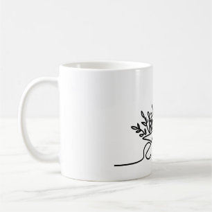 linjedrawing av en bonde eller trädgårdsmästare kaffemugg