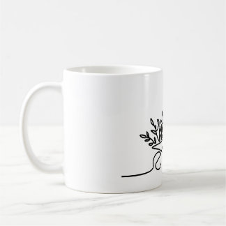linjedrawing av en bonde eller trädgårdsmästare kaffemugg